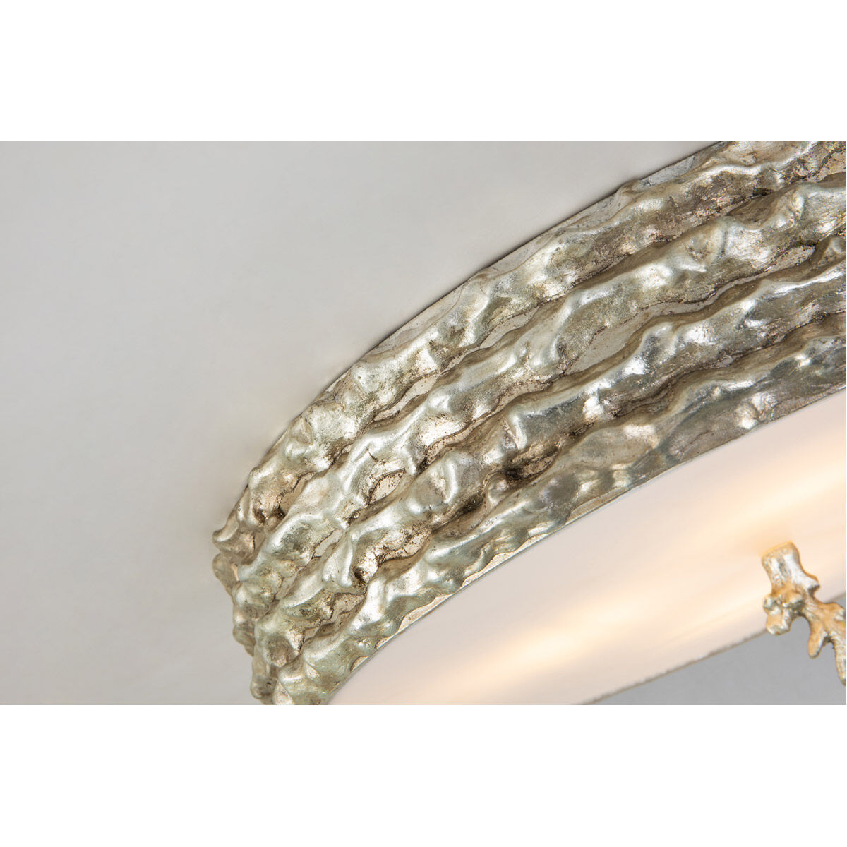 Trellis 4 Light Silver leaf Bath/Flush Mounts Ceiling Light in Silver Leaf with Antique
